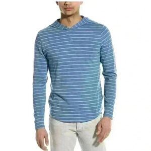 Vince NWT Fine Stripe Hoodie Shirt Mens XXL Blue Cotton Pullover Long Sleeve 2xl